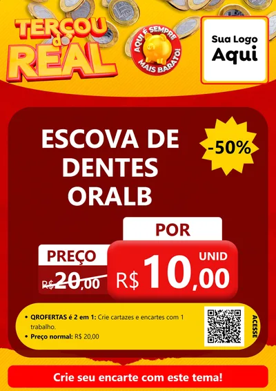 Modelo de Cartaz para Cartaz A4 Vertical com o tema Terçou do Real para Higiene Pessoal
