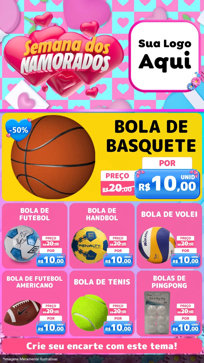 Modelo de Rede Social para Stories com o tema Semana dos Namorados para Artigos Esportivos