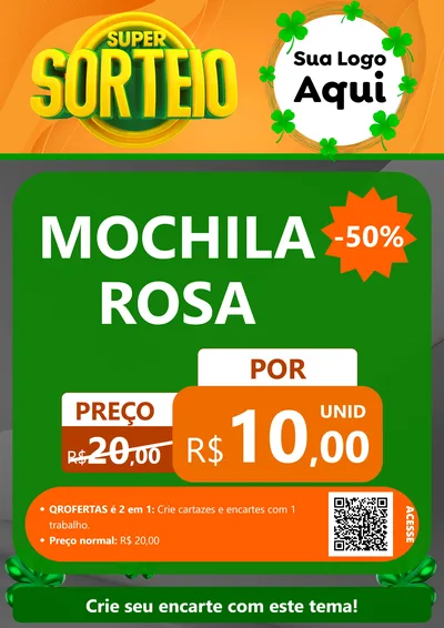 Modelo de Cartaz para Cartaz A4 Vertical com o tema Super Sorteio para Papelaria