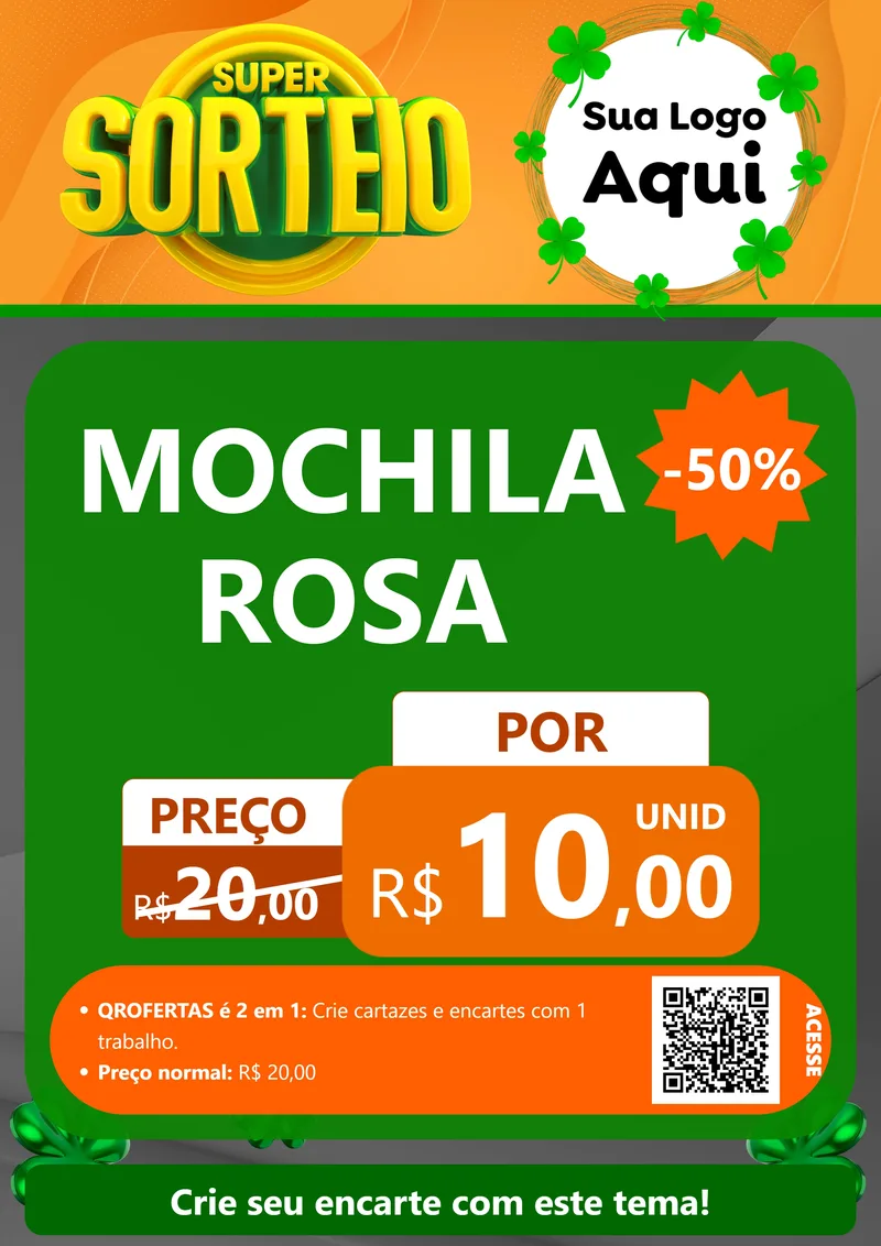 Modelo de Cartaz para Cartaz A4 Vertical com o tema Super Sorteio para Papelaria