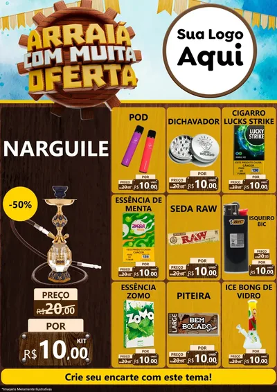 Modelo de Encarte para Encarte A4 Vertical com o tema Ofertas de São João - Junina para Tabacaria