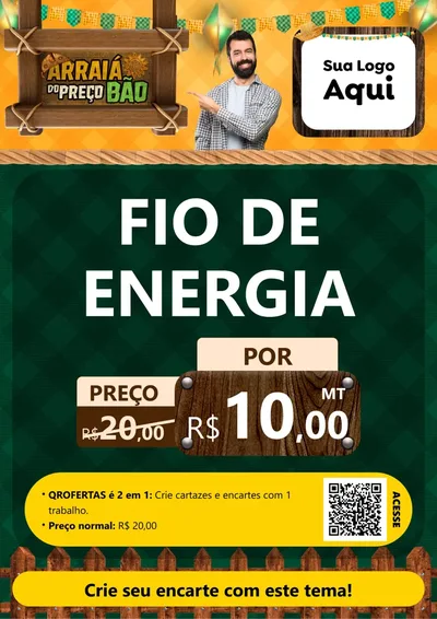 Modelo de Cartaz para Cartaz A4 Vertical com o tema Arraiá do preço bão para Materiais Elétricos