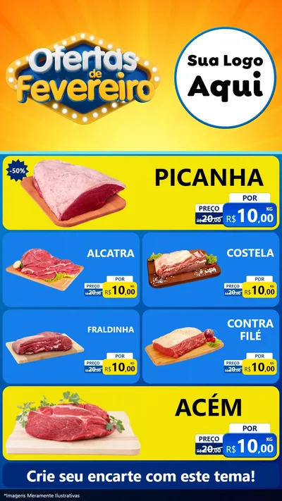 Modelo de TV para TV Vertical com o tema Ofertas de Fevereiro para Açougue
