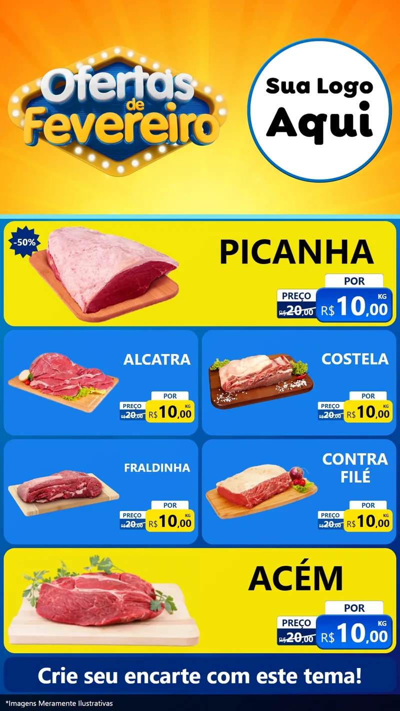 Modelo de TV para TV Vertical com o tema Ofertas de Fevereiro para Açougue