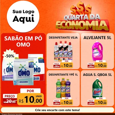 Modelo de Rede Social para Feed Facebook com o tema Quarta da Economia para Produtos de Limpeza