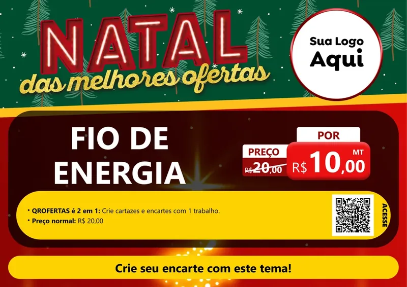 Modelo de Cartaz para Cartaz A4 Horizontal com o tema Natal das Melhores Ofertas para Materiais Elétricos