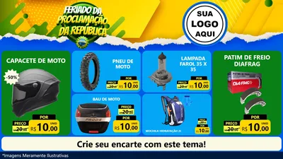 Modelo de TV para TV Horizontal com o tema Feriado da Proclamação da República para Moto peças