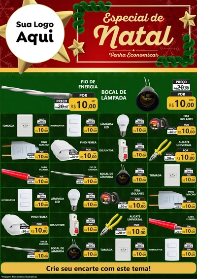 Modelo de Encarte para Encarte A4 Vertical com o tema Especial de Natal para Materiais Elétricos
