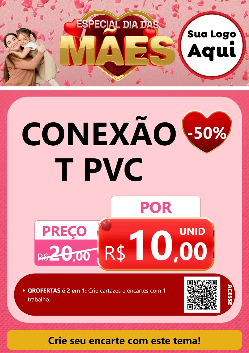 Modelo de Cartaz para Cartaz A4 Vertical com o tema Especial Dia Das Mães para Tubos e conexões