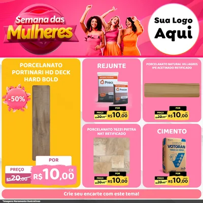 Modelo de Rede Social para Feed Facebook com o tema Semana das Mulheres para Pisos e revestimentos