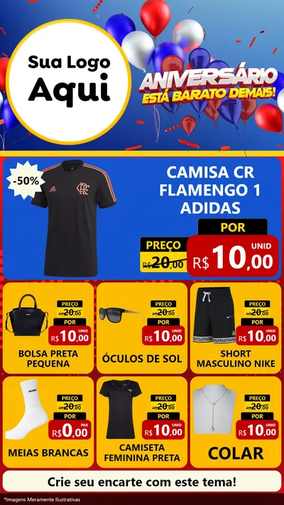 Modelo de Rede Social para Stories com o tema Aniversário para Roupas e acessórios