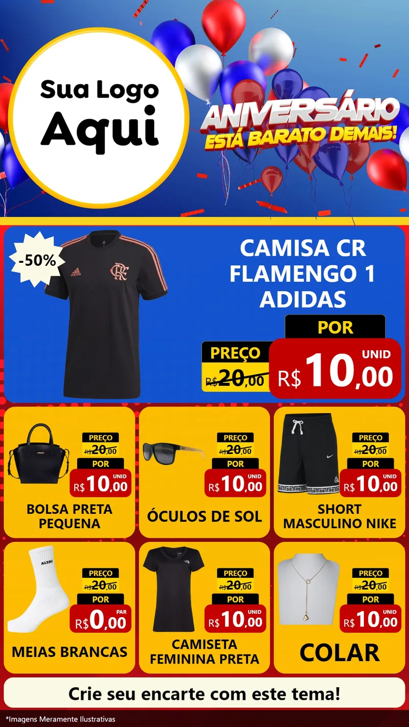 Modelo de Rede Social para Stories com o tema Aniversário para Roupas e acessórios