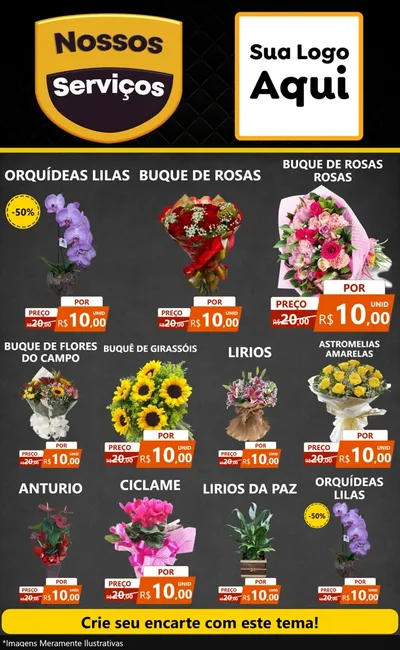 Modelo de Encarte para Encarte Grande com o tema Nossos Serviços para Floricultura e jardim