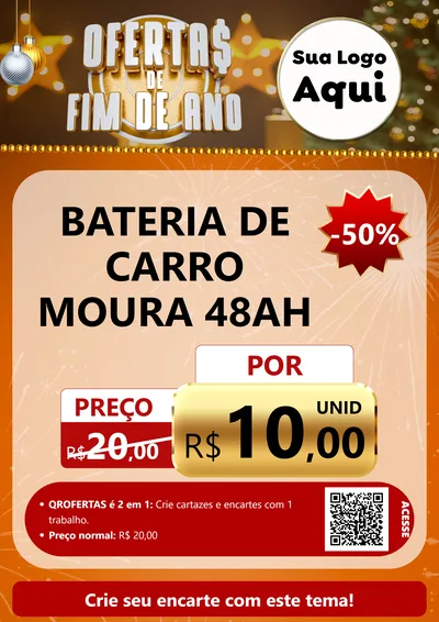 Modelo de Cartaz para Cartaz A4 Vertical com o tema Ofertas de Fim de Ano para Baterias Elétricas