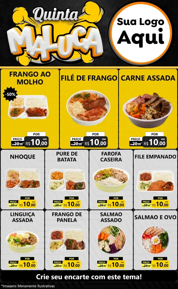 Modelo de Encarte para Encarte Grande com o tema Quinta Maluca para Restaurante
