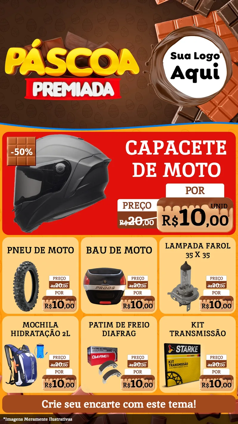 Modelo de Rede Social para Stories com o tema Páscoa Premiada para Moto peças