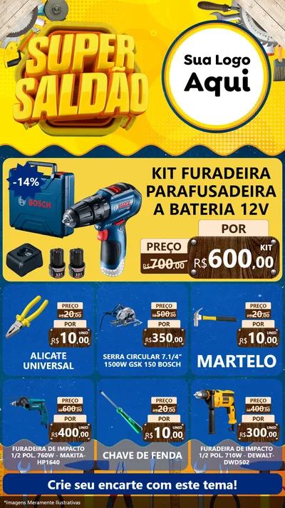 Modelo de Rede Social para Stories com o tema Super Saldão para Maquinas e Ferramentas