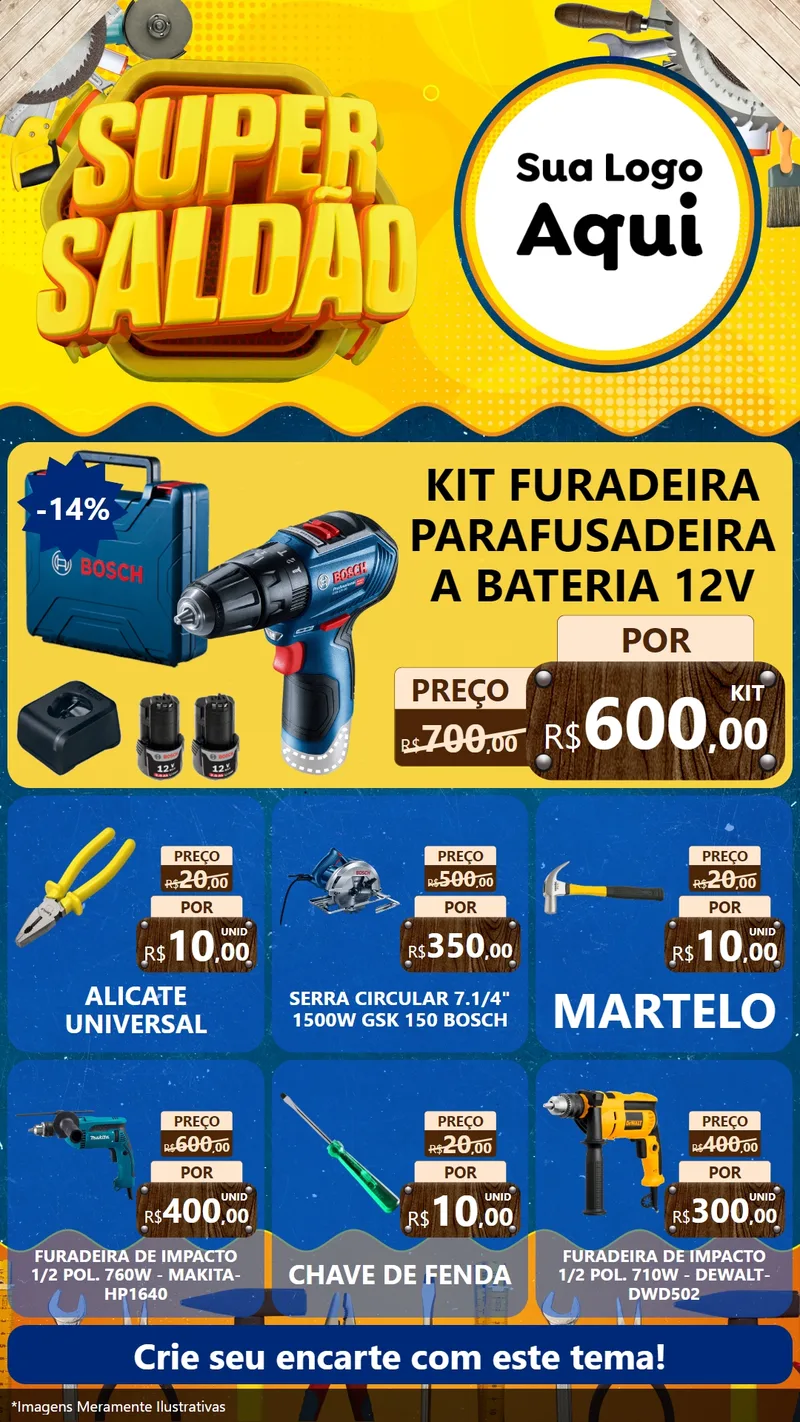 Modelo de Rede Social para Stories com o tema Super Saldão para Maquinas e Ferramentas