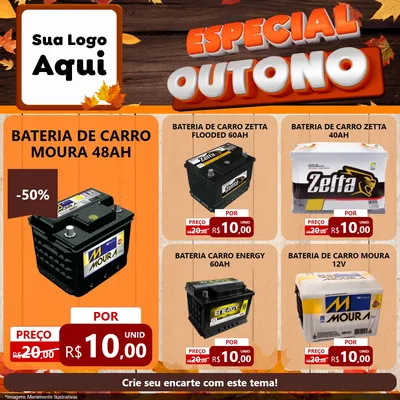 Modelo de Rede Social para Feed Facebook com o tema Especial Outono para Baterias Elétricas