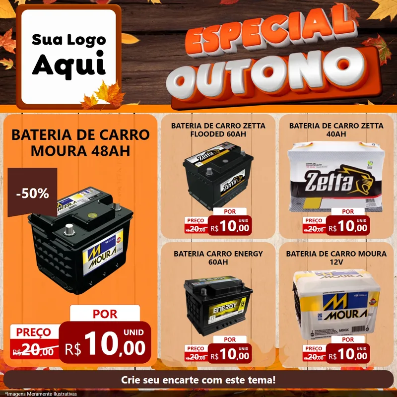 Modelo de Rede Social para Feed Facebook com o tema Especial Outono para Baterias Elétricas