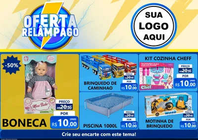 Modelo de Encarte para Encarte A4 Horizontal com o tema Oferta Relâmpago para Brinquedos