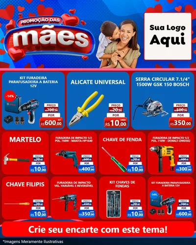 Modelo de Rede Social para Feed Instagram com o tema Promoção das Mães para Maquinas e Ferramentas