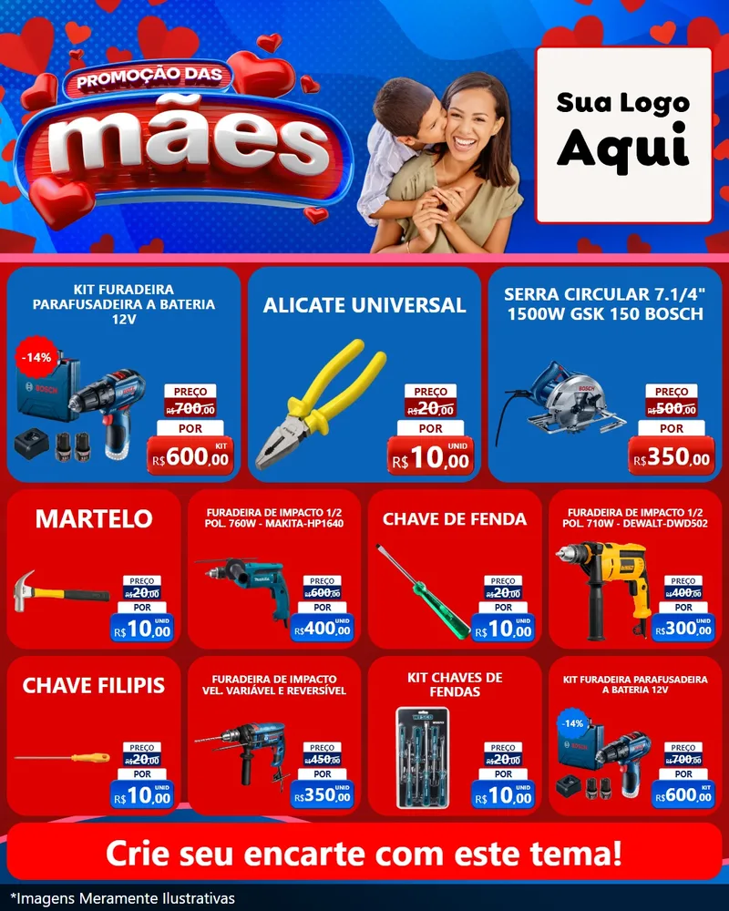 Modelo de Rede Social para Feed Instagram com o tema Promoção das Mães para Maquinas e Ferramentas