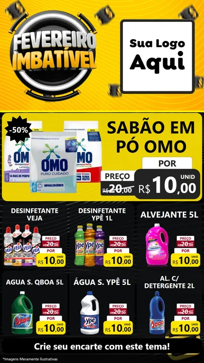 Modelo de Rede Social para Stories com o tema Fevereiro Imbatível para Produtos de Limpeza