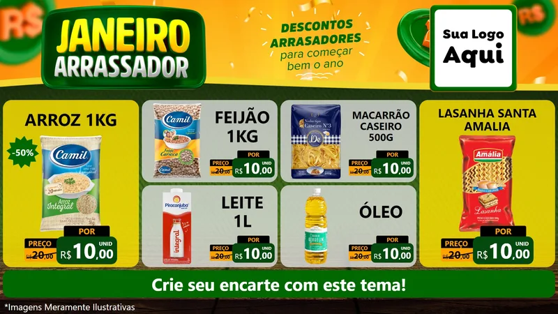 Modelo de TV para TV Horizontal com o tema Janeiro Arrasador para Supermercado