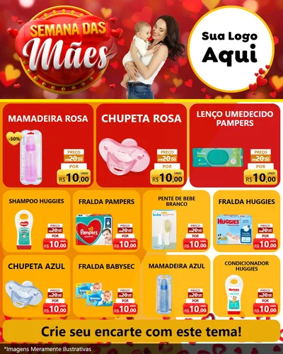 Modelo de Rede Social para Feed Instagram com o tema Semana das Mães para Bebês