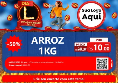Modelo de Cartaz para Cartaz A4 Horizontal com o tema Dia L - O Dia Mais Barato Do Mês para Supermercado