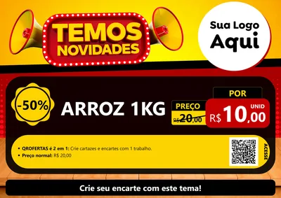 Modelo de Cartaz para Cartaz A4 Horizontal com o tema Temos Novidades para Supermercado