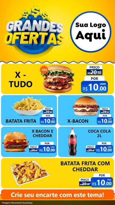 Modelo de TV para TV Vertical com o tema Grandes Ofertas para Hamburgueria