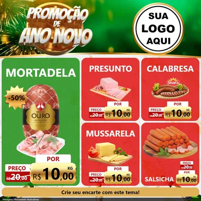 Modelo de Rede Social para Feed Facebook com o tema Promoção de Ano Novo para Frios e Laticínios