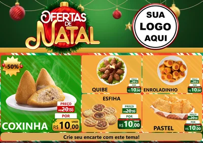 Modelo de Encarte para Encarte A4 Horizontal com o tema Ofertas de Natal para Salgadaria