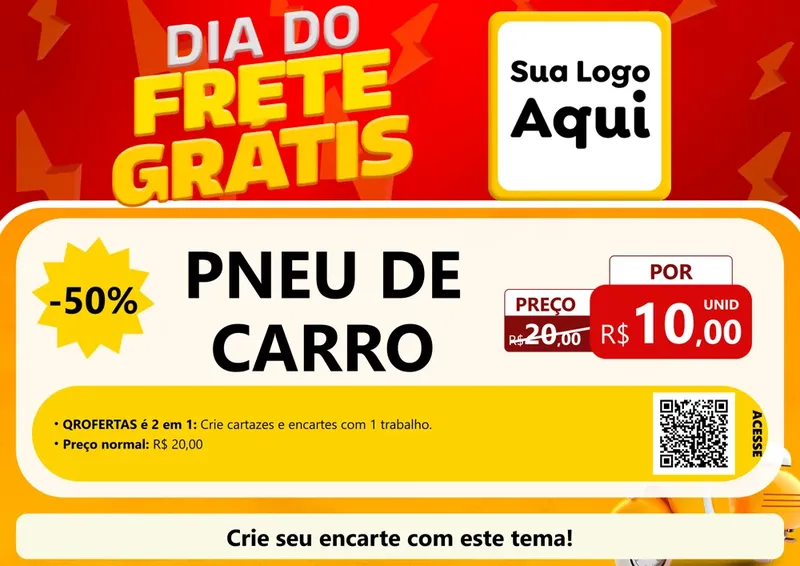 Modelo de Cartaz para Cartaz A4 Horizontal com o tema Dia do Frete Grátis para Auto peças