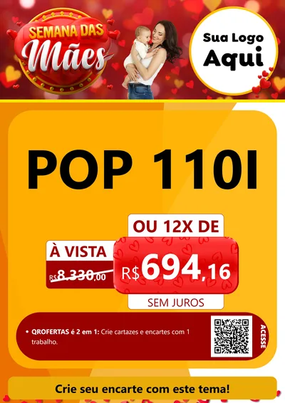 Modelo de Cartaz para Cartaz A4 Vertical com o tema Semana das Mães para Concessionaria de Motos