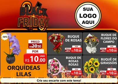 Modelo de Encarte para Encarte A4 Horizontal com o tema Black Friday para Floricultura e jardim