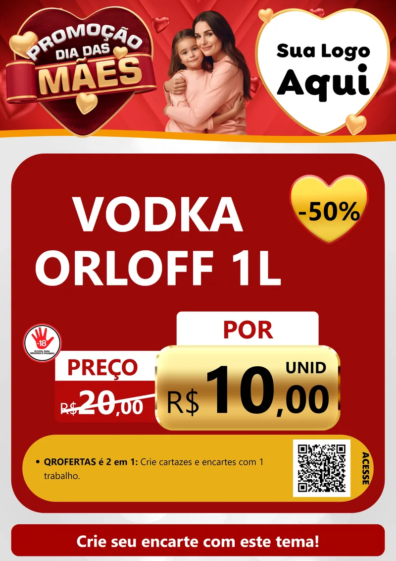 Modelo de Cartaz para Cartaz A4 Vertical com o tema Promoção Dia das Mães para Distribuidora de bebidas