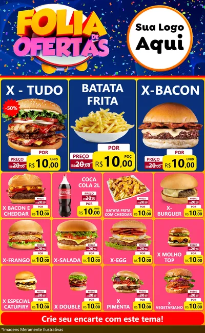 Modelo de Encarte para Encarte Grande com o tema Folia de Ofertas para Hamburgueria