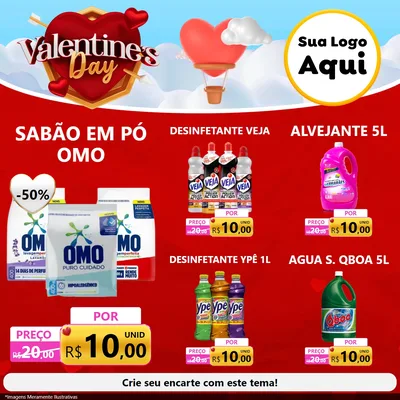 Modelo de Rede Social para Feed Facebook com o tema Valentine's Day para Produtos de Limpeza