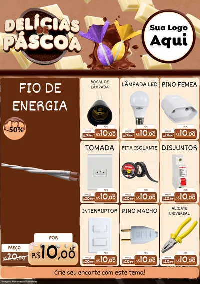 Modelo de Encarte para Encarte A4 Vertical com o tema Delícias de Páscoa para Materiais Elétricos