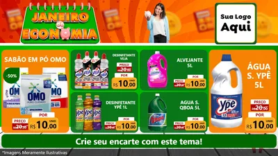 Modelo de TV para TV Horizontal com o tema Janeiro da Economia para Produtos de Limpeza