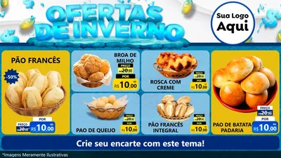 Modelo de TV para TV Horizontal com o tema Ofertas de Inverno para Padaria