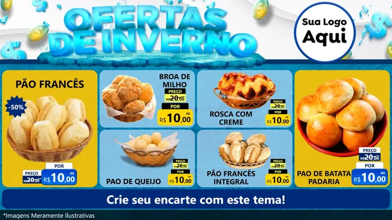 Modelo de TV para TV Horizontal com o tema Ofertas de Inverno para Padaria