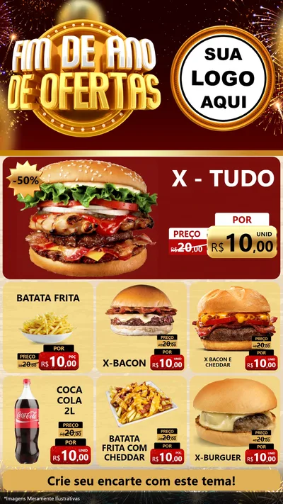 Modelo de Rede Social para Stories com o tema Fim de Ano de Ofertas para Hamburgueria