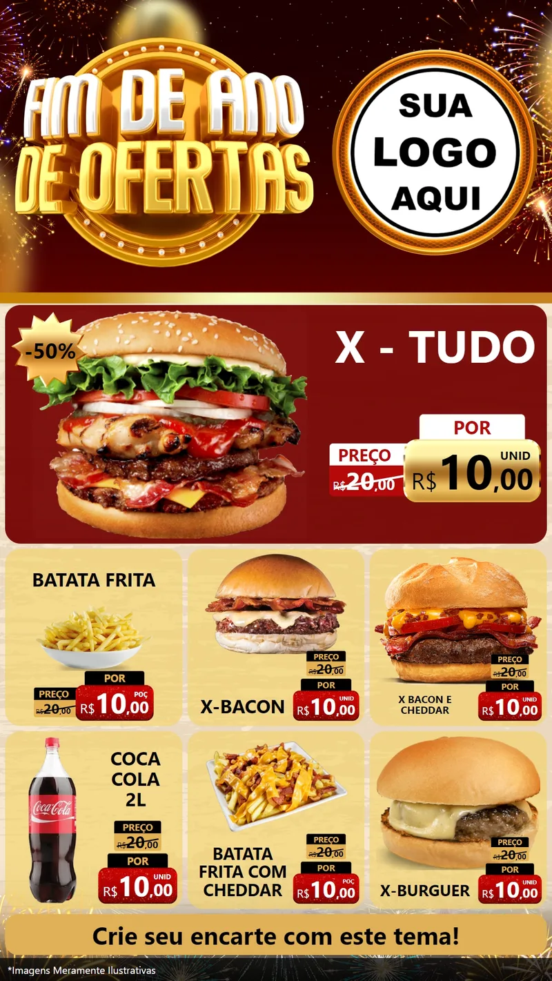 Modelo de Rede Social para Stories com o tema Fim de Ano de Ofertas para Hamburgueria