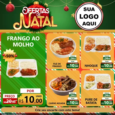 Modelo de Rede Social para Feed Facebook com o tema Ofertas de Natal para Restaurante