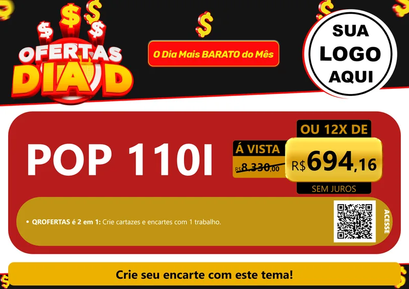 Modelo de Cartaz para Cartaz A4 Horizontal com o tema Ofertas Dia D para Concessionaria de Motos