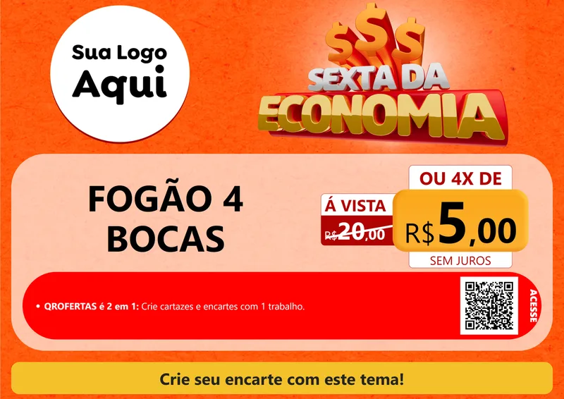 Modelo de Cartaz para Cartaz A4 Horizontal com o tema Sexta da Economia para Móveis e Eletro